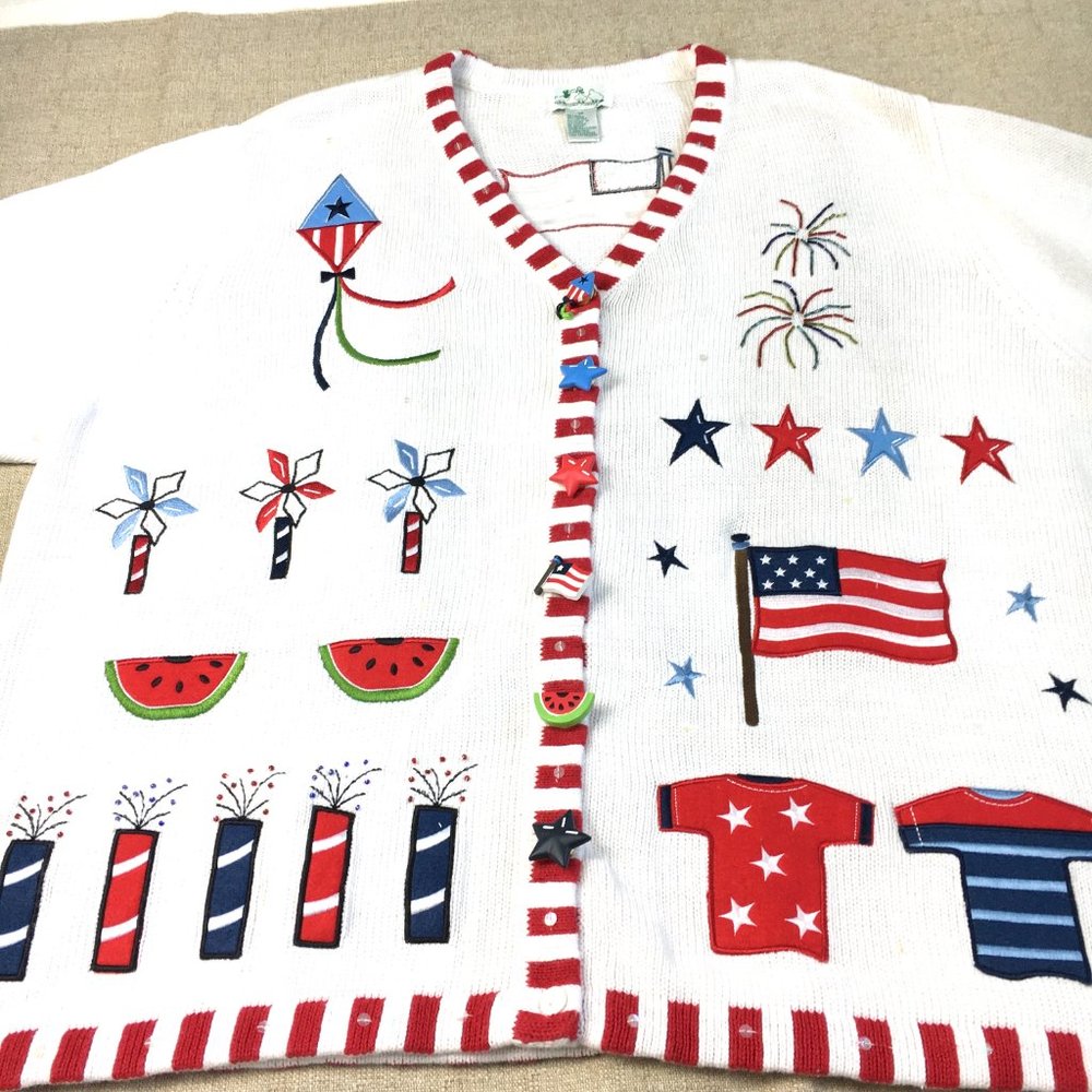 Quacker Factory Patriotic 4th Of July Flag Sweater - image 2